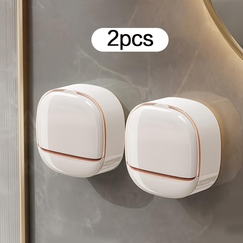 

[Sleek Modern Soap Dish] 2pcs Wall-Mounted Soap Dishes - Sleek Modern White & Light Green Rectangular Design with Drainage, Non-Drilled PP Material 2pcs білий