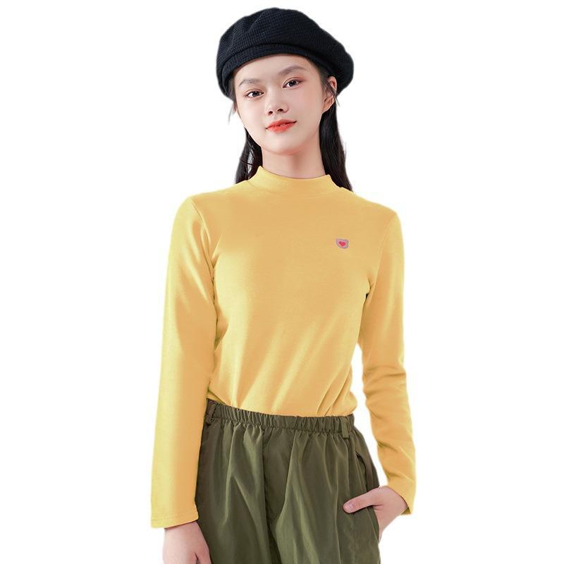 Sous-couche chaude à manches longues et col montant pour adolescents, en velours allemand, pour l'automne/hiver