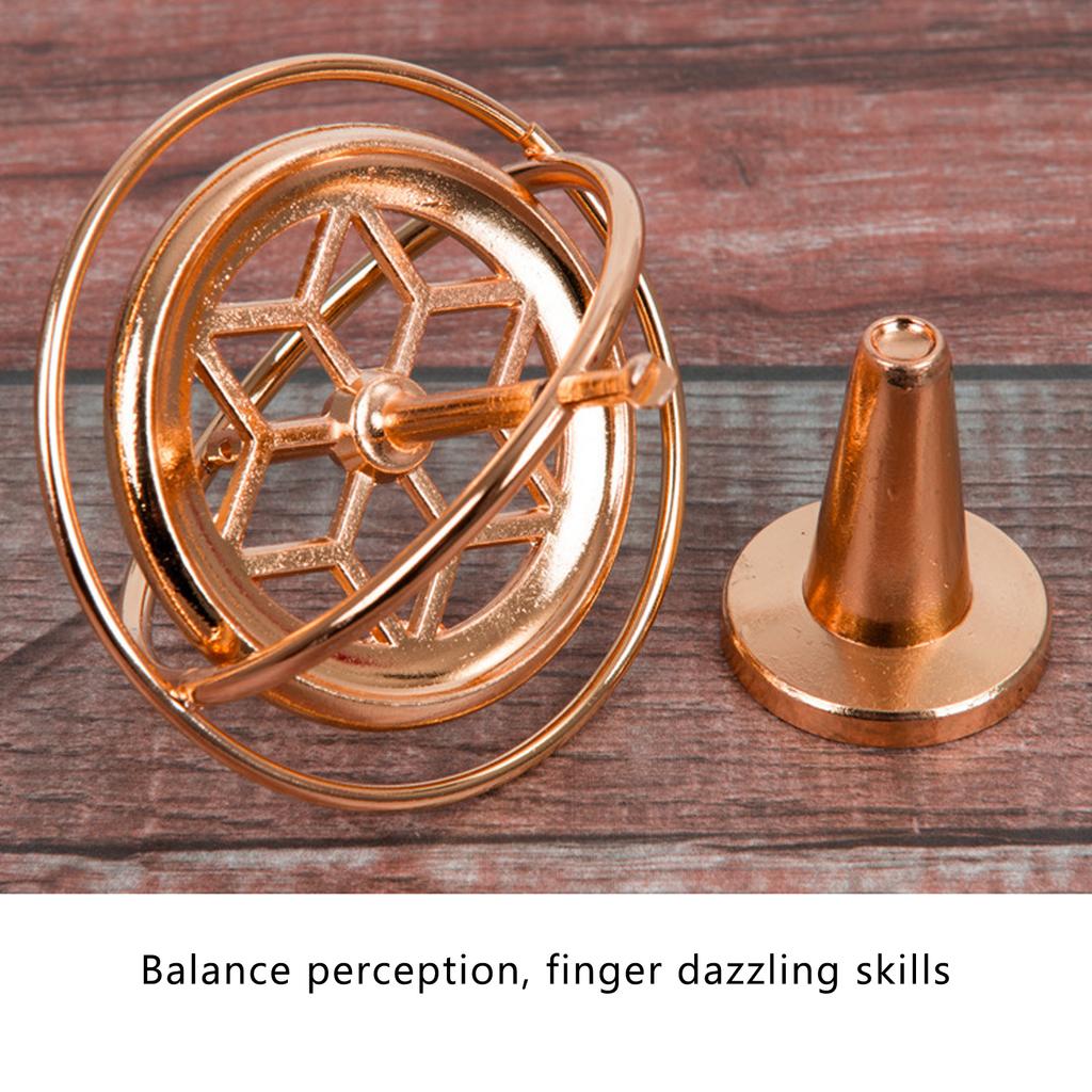 Metal Gyroscope Bracket Gyroscope Decompression Toy Mini Balance Spinning Top Artifact Rose Gold