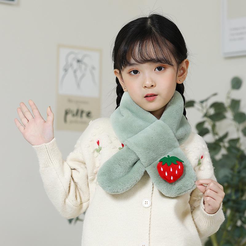 Children's Winter Rabbit Scarf - Thick Faux Fur Neck Warmer for Baby and Parent-Child, Cartoon Design for Christmas and New Year