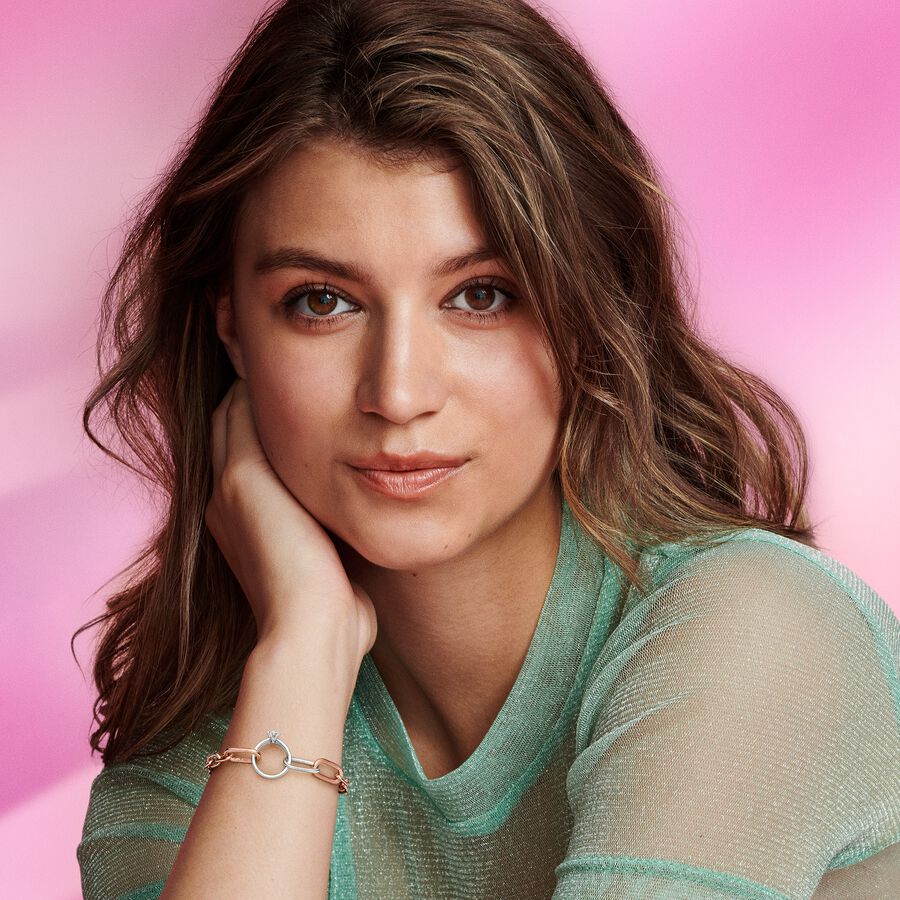 Argint S925 Charm Bicolor Ajour Mămăiță & Inimă potrivit Brățară Originală Bijuterii DIY pentru Femei Cadou Ziua Mamei