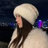 Chapeau d'automne et d'hiver Chapeau polaire chaud pour femme Chapeau polaire polyvalent Protège-oreilles Sac Chapeau froid pour la tête Chapeau tricoté en laine