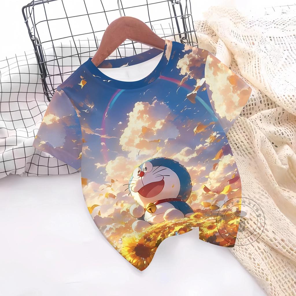 Summer Doraemon 3D Printe Children's Tops Teenagers From T-Shirts For Boys Girls Kids Clothes Short Sleeve