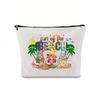 Large Capacity Linen Makeup Bag: Cross-Border Printed Cosmetic Storage with Zipper