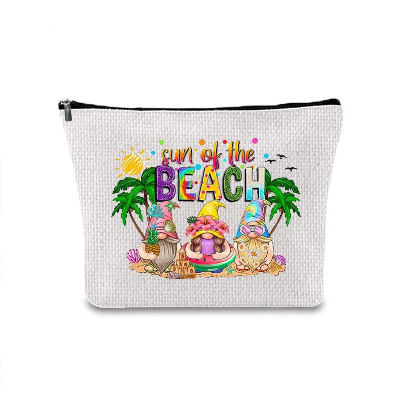 Large Capacity Linen Makeup Bag: Cross-Border Printed Cosmetic Storage with Zipper