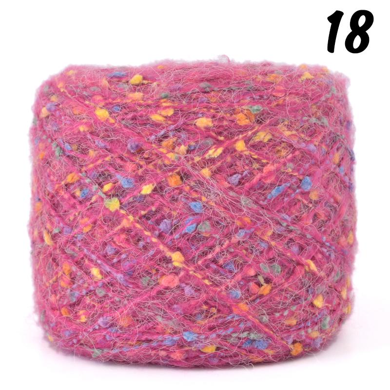 Mohair Yarn Ball with Rainbow Candy Beans Embellishment Soft Wool for Sweater Scarf Bag DIY Crochet Colorful Ball Thread