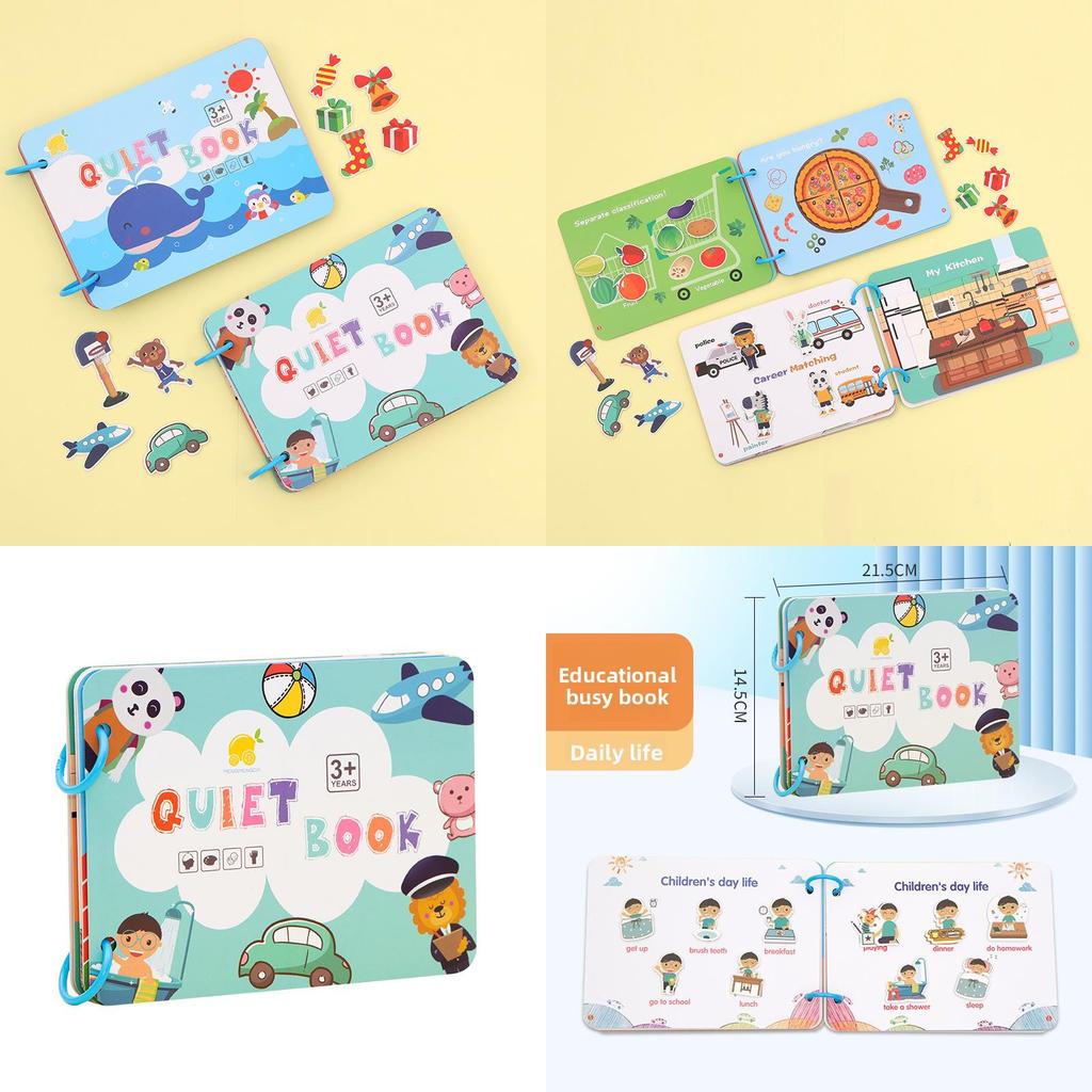 Wooden Puzzle Busy Book For Kids With Diy Stickers And Educational Activities For Early Learning