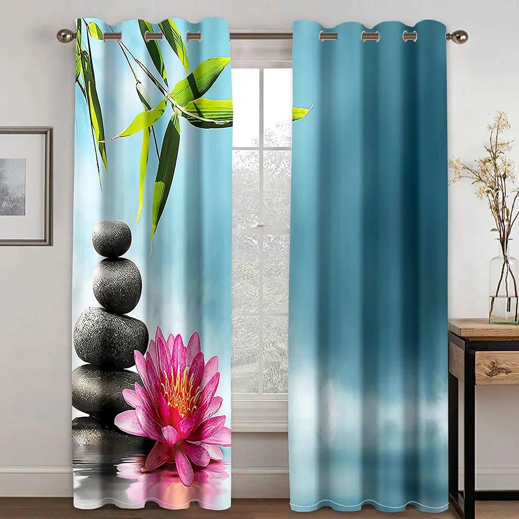 Zen Stones Candle Bamboo Forest Elegant Curtains For Living Room Modern Fashion Window Treatments Curtains