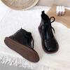 Literary round head cute short women's boots spring and autumn new Martin boots zipper low heel soft sole comfortable short boots tide