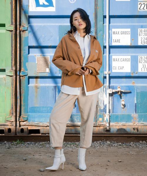 Gachi Loose Fit Basic Shirt With Label Point Camel/Loose Fit Shirt Brown M