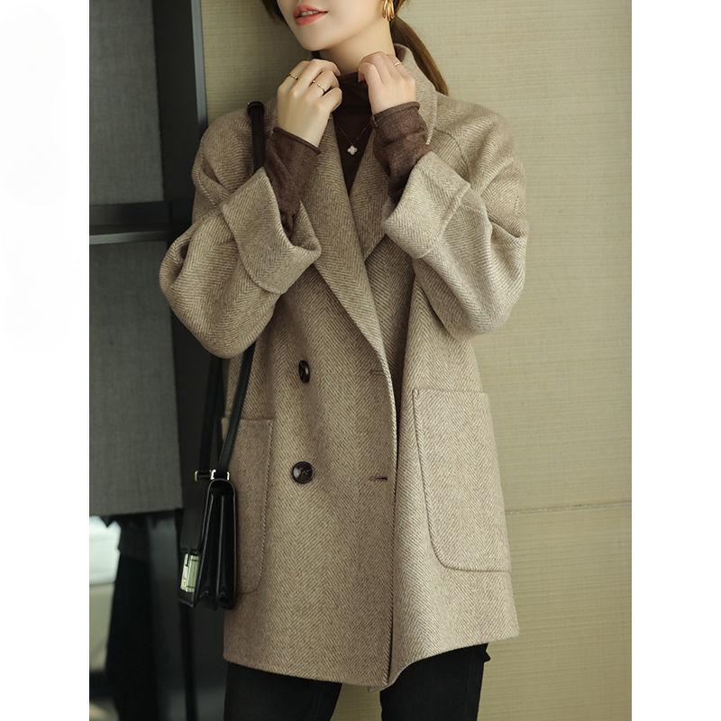 Abrigo de Lana Acanalado Premium para Mujer, Corte Holgado para Acentuar un Aspecto Adelgazante en Primavera Otoño Invierno