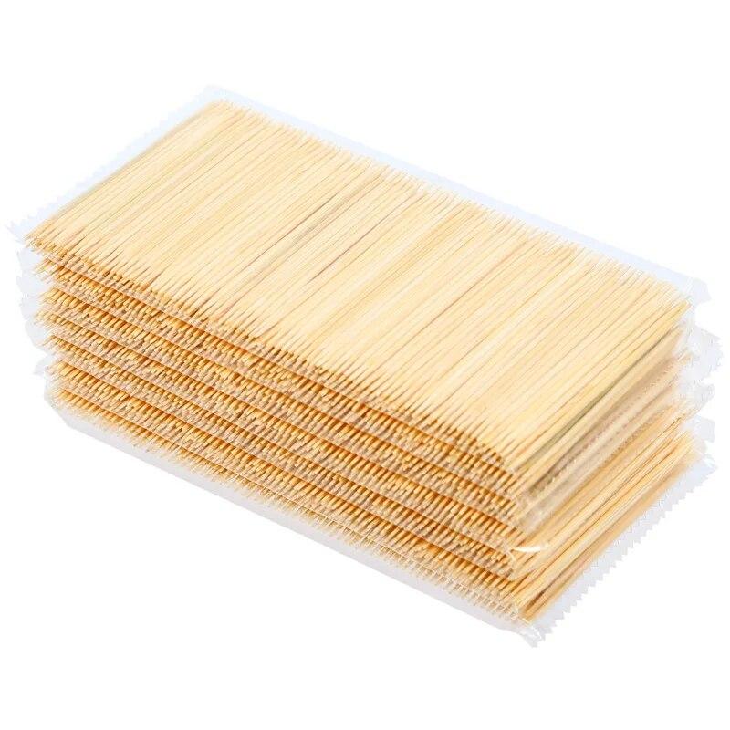 600PCS Double-headed Bamboo Toothpicks Disposable Bagged Fruit Labels Hotel Restaurant Bagged Toothpicks.