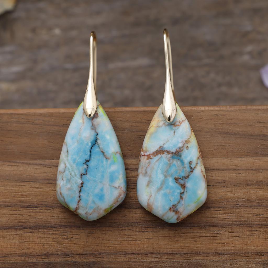 Bohemian Colored Emperor Stone Geometric Pendant Earrings Earrings European and American Popular Jewelry