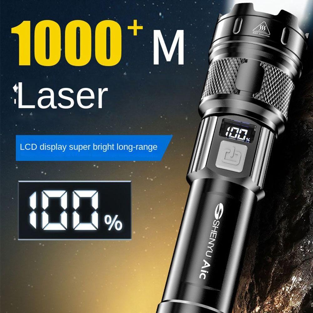 Zoom LED Display  Flashlight Powerful Camping Light Portable Telescopic  Zoom Torch  Fishing