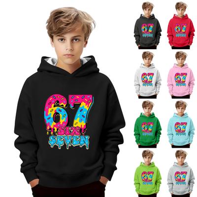 Kids' Long Sleeve Loose Pullover Letter Print Drawstring Hooded Sweatshirt