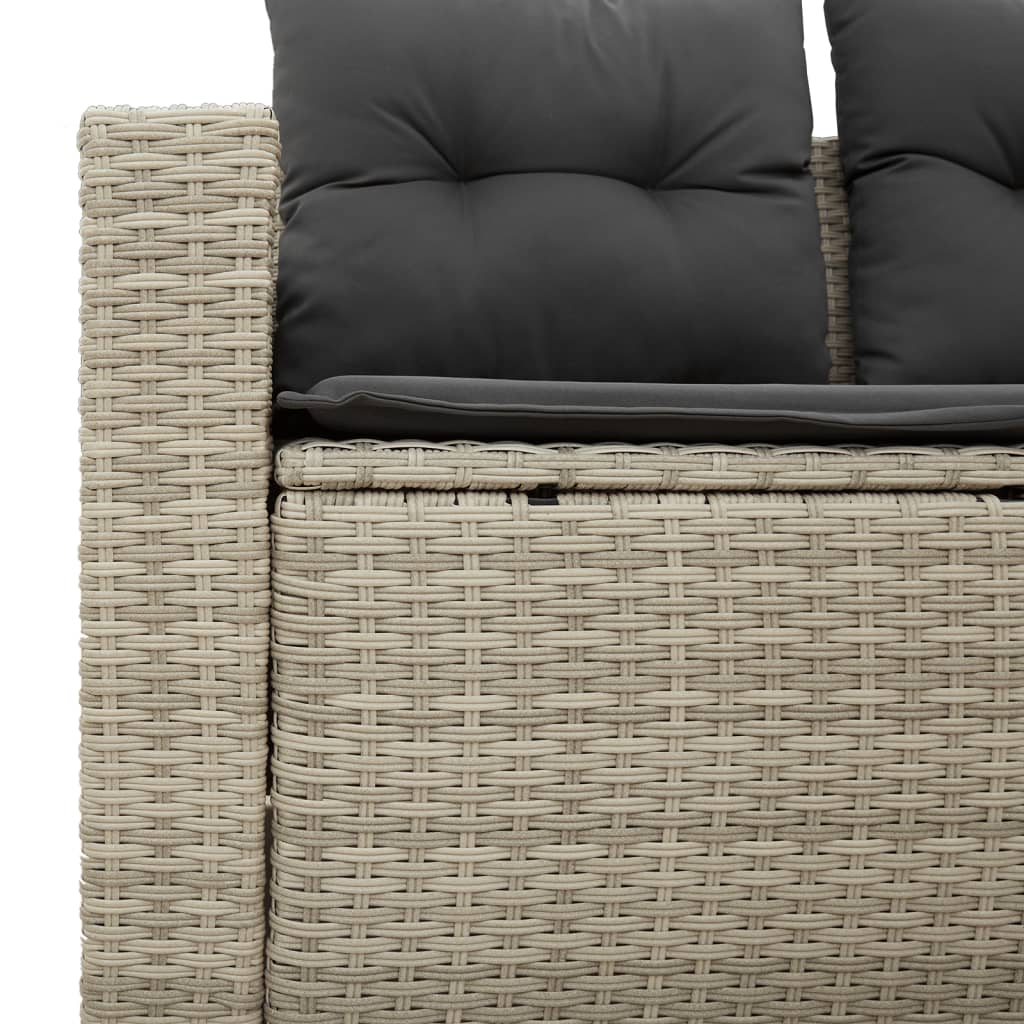 Vidaxl Garden Sofa With Cushions, 2-Seater, Light Grey, Poly Rattan