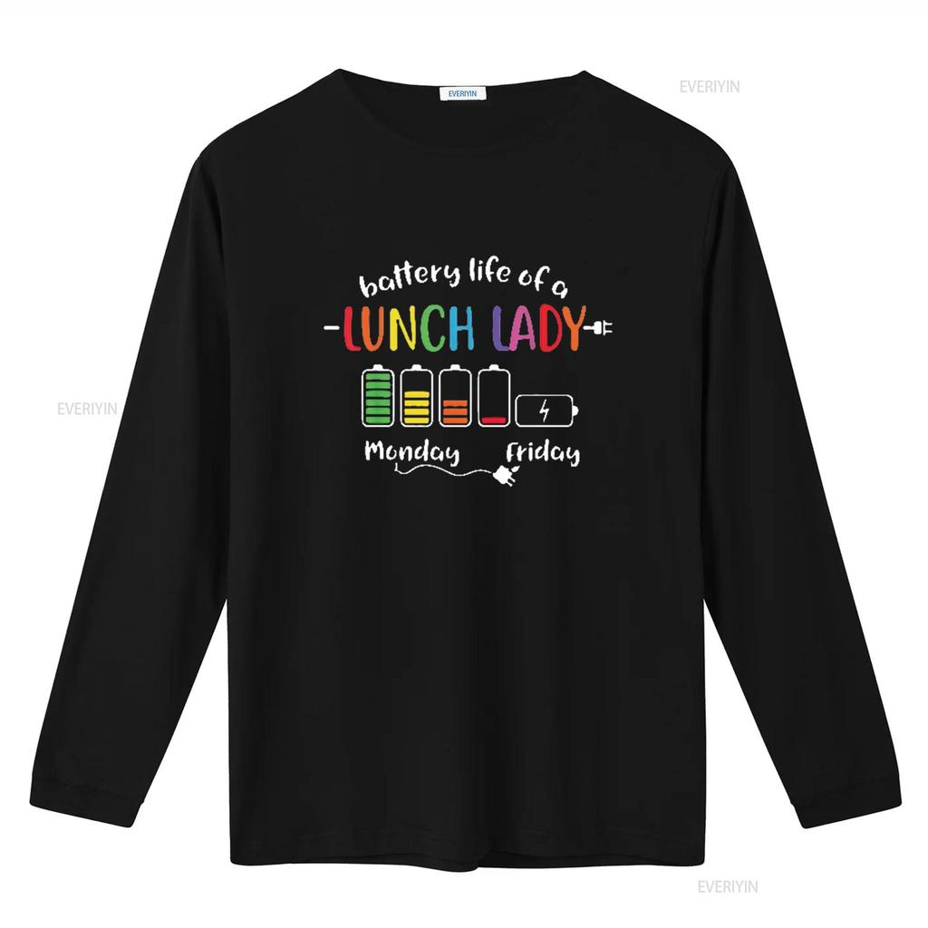 Battery Life Of A School Lunch Lady Cafeteria Worker Funny Womens T Shirt Black L vintage Washed Stretched Breathable homme