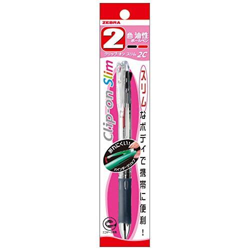 Zebra 2-color oil-based ballpoint pen clip-on slim 2C P-B2A5-C transparent