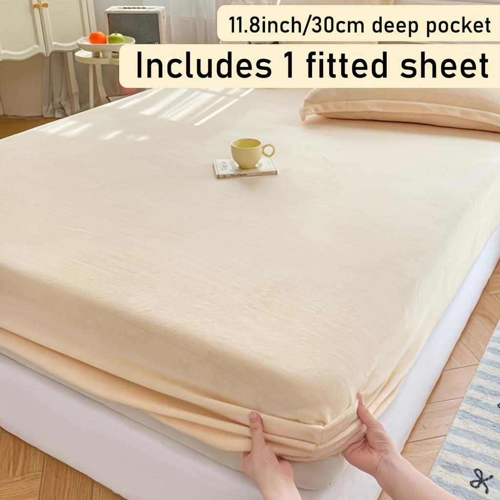 1pc Cozy Fitted Sheet Mattress Protector Soft Warm and Breathable Multiple Colors, Green, Purple, Gray Snug Fit for All Seasons Perfect for Bedrooms