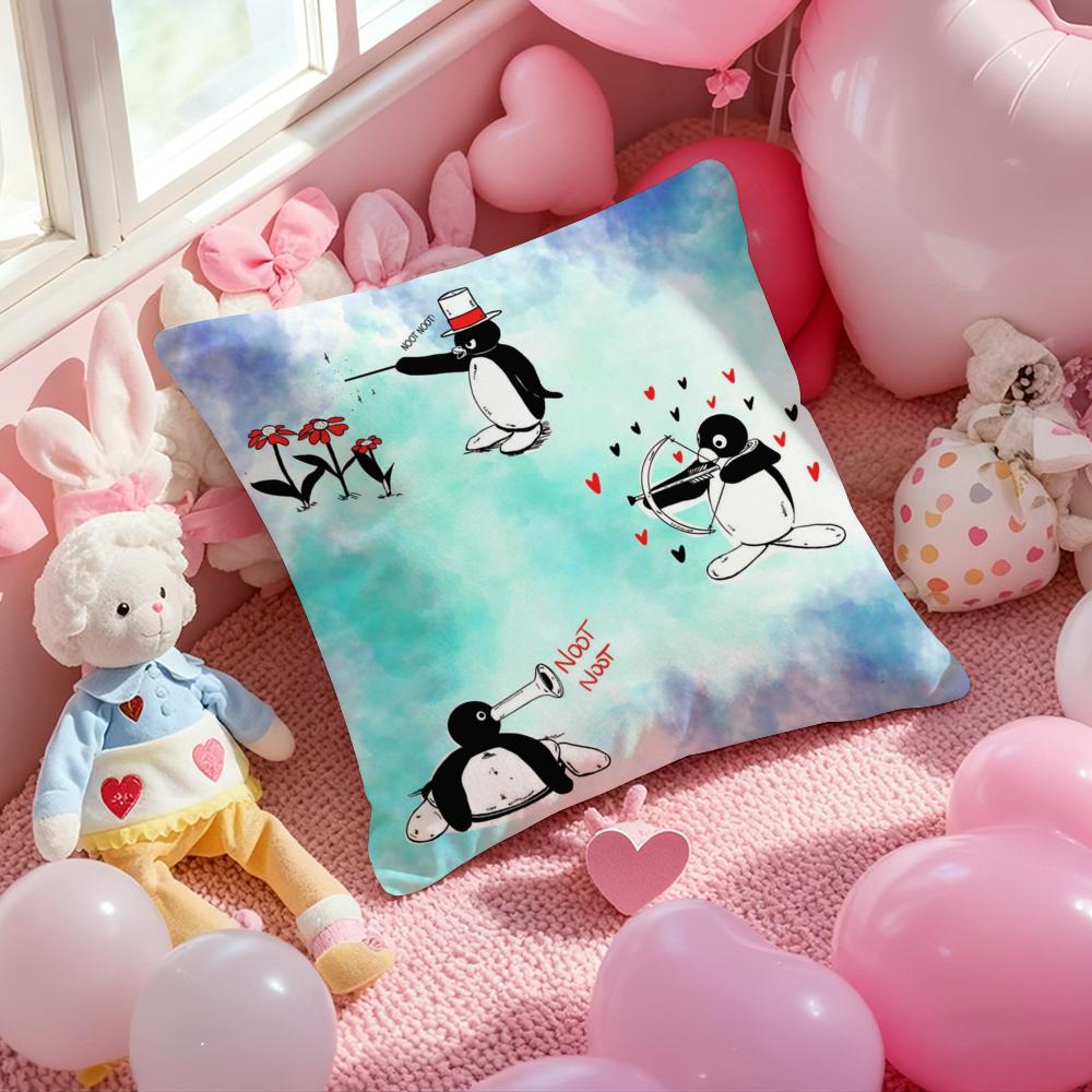 Cute P-Pingu Cartoon Cushion Cover Pattern Printed Pillowcase for Living Room Sofa Cushion Cover & Bedroom Decor