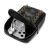 Womens Small Square Shoulder Bag With Skull Studs Outdoor Phone Pouch Black PU Leather