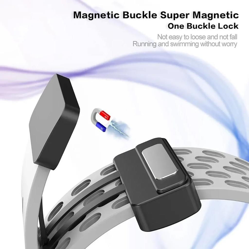 22mm 20mm Breathable Silicone Strap for Samsung Galaxy Watch 3 /4/ 5 /6 /S3 with Active Magnetic Strap for Huawei GT3/4 /Amazfit