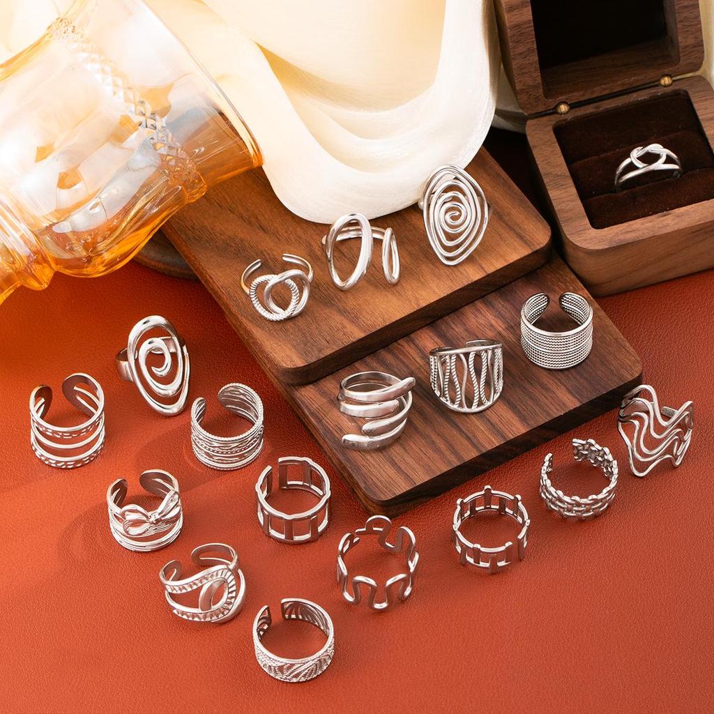 Stainless Steel Adjustable Open Ring - Colorfast Titanium Jewelry