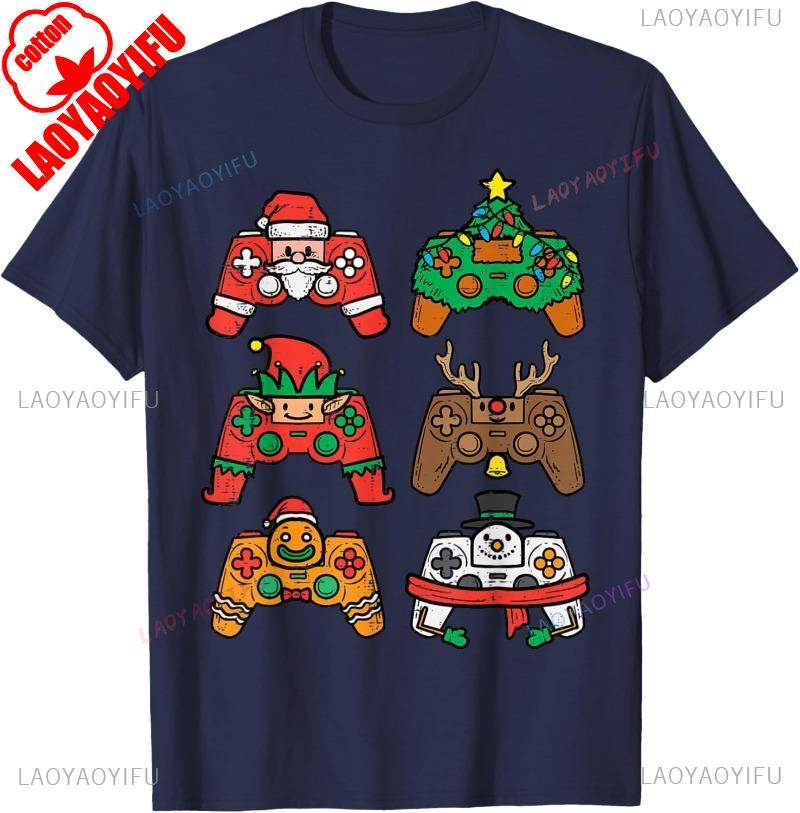 Weihnachten Gamer Controller Weihnachten Gaming Männer Jungen Jugend T-Shirt Rundhals Kurzarm Lässig Weich Bequem Viele Farben Oberteile