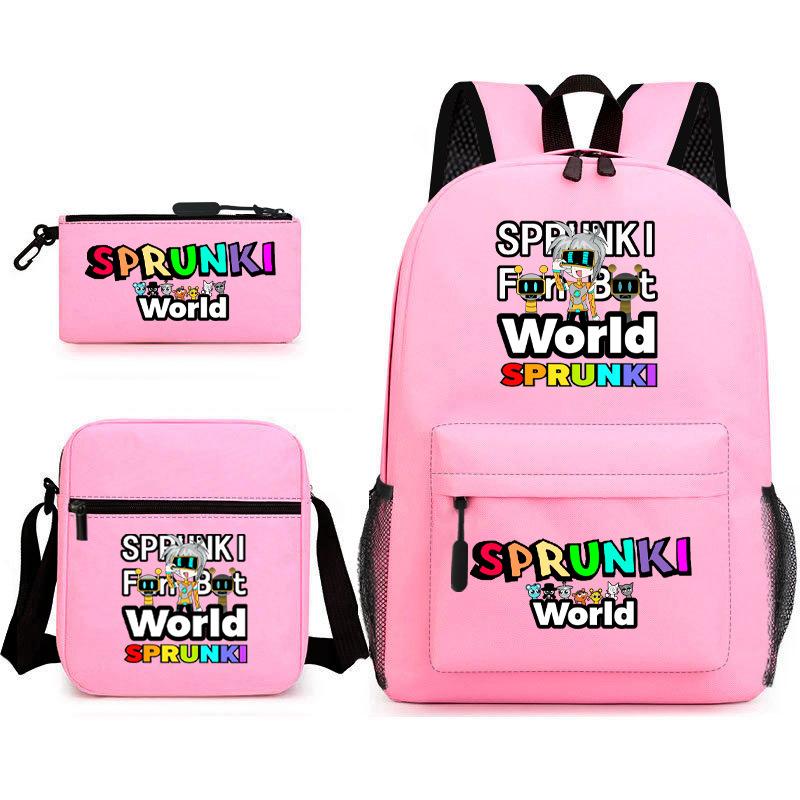 New rhythm box game merchandise primary school bag sprunki cartoon starry sky backpack 3-piece set D