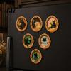 Magnetic Memo Holders 1/6Pcs Halloween Oval Frame Fridge Magnet, Wooden Vintage Holiday Kitchen Magnet Refrigerator Decoration Accessories,