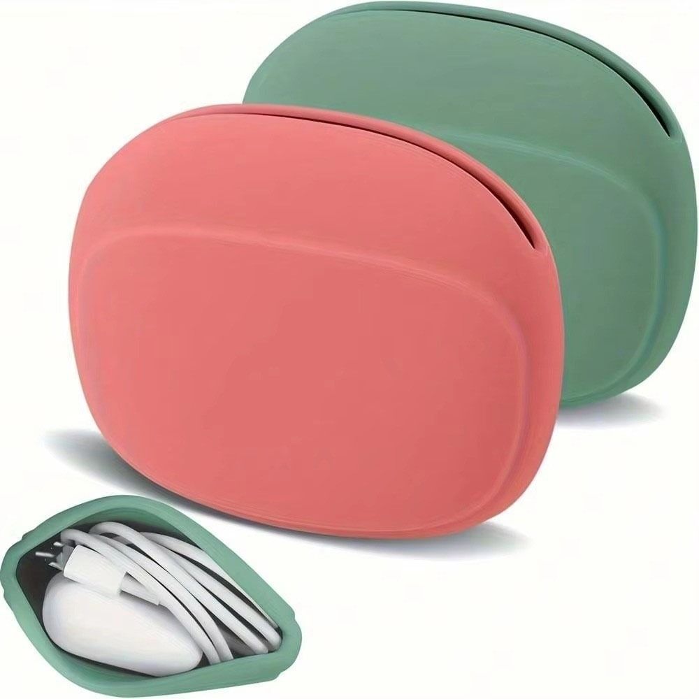 New Silicone Headphone Storage Box U Disk Mini Data Cable Bag Portable Cute Lipstick Storage Accessory Organization