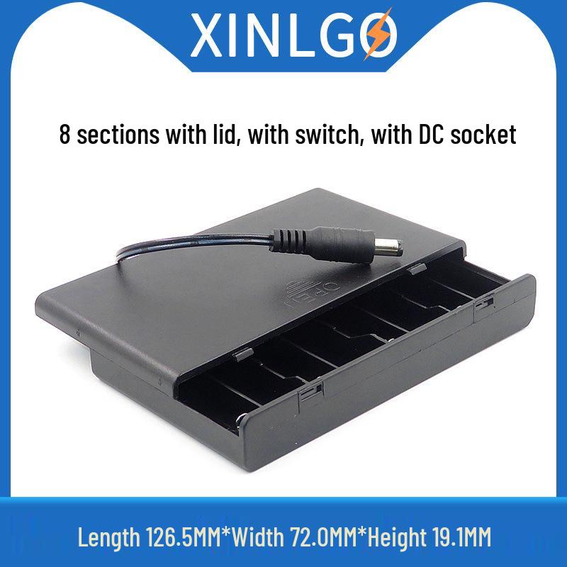 Size 5 Battery Box with Lid and Switch: Holds 1-8 AA 1.5V Cells