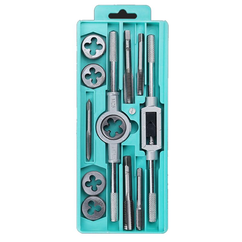 A20F-M3- Thread Self-Tapping Wrench Set Screw Metric Tap And Die Set Hand Tapping Thread Drill Hardware Tools 12 Pieces