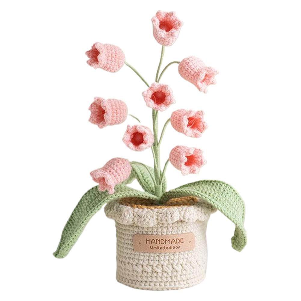 Knitted Flowers Decorations Decorative Crochet Flowers Potted Plants Knitted Artificial Flowers for Party Favors