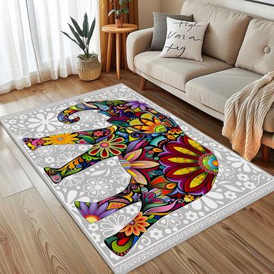 Bohemian Style Elephant Print Rug for Home Living Room Retro Rugs Bedroom Sponge Mat for Bathroom Floor Carpet Doormat
