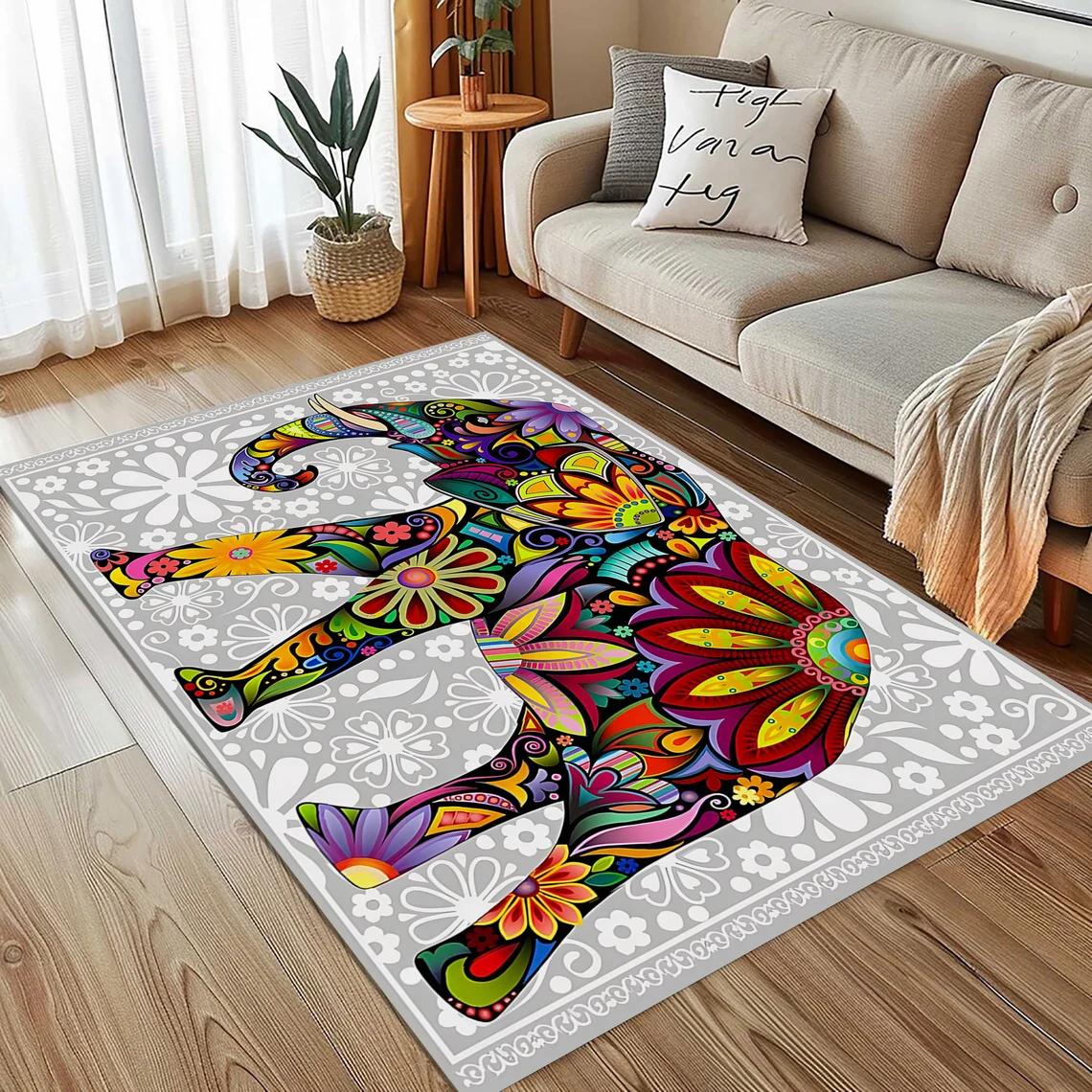 

Ковер с принтом слона в богемном стиле для дома, гостиной, ретро-коврики, спальня, коврик из губки для пола ванной комнаты, ковер, придверный коврик 40x60CM