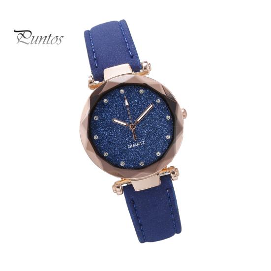 

Жіночий повсякденний годинник зі стразами, круглий циферблат, штучна шкіряний ремінь, жіночий діловий офіційний костюм, кварцовий наручний годинник, модний ювелірний аксесуар, подарунок на день народження синій