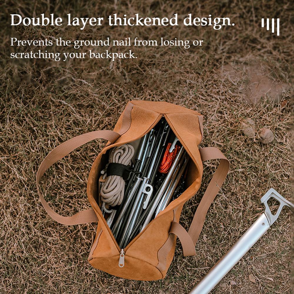 Outdoor Camping Tent Peg Ground Nail Storage Bag Tent Hammer Long Ground Nail Storage Bag Portable