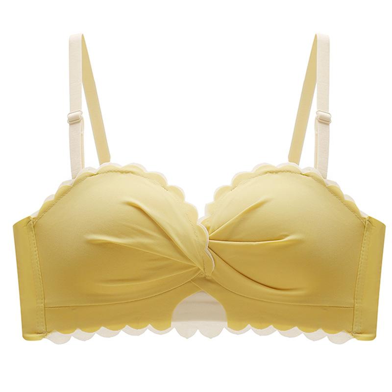No steel ring, thickened, gathered and closed breast adjustment type, anti-sagging thin strapless bra set.
