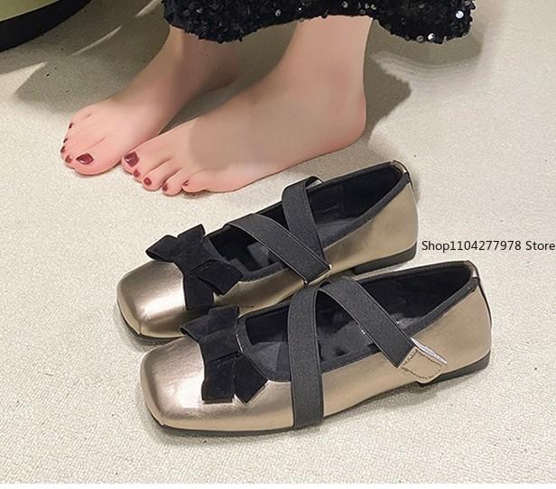Fashion Designer Spring Women Mary Jane Shoes Fashion Square Toe Ladies Comfort Soft Sole Flats Women's Comfort Ballerinas Shoes