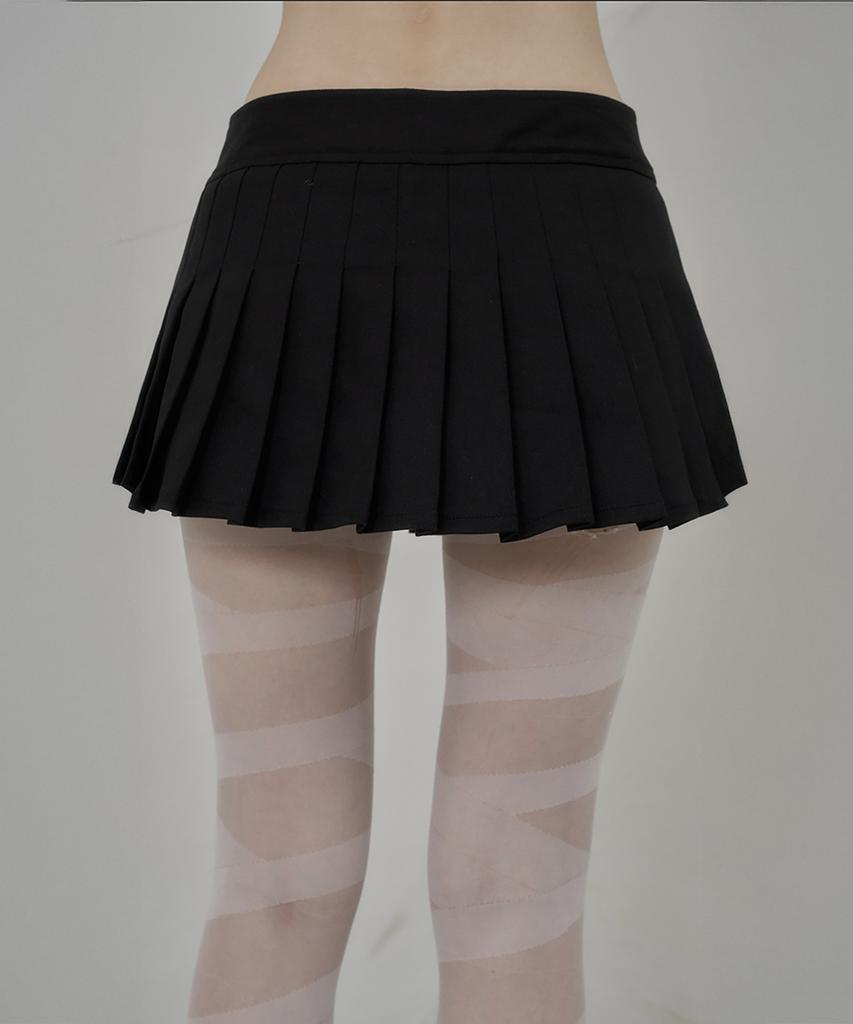 Soea Wrap Pleats Lace Skirt Pants (Black)