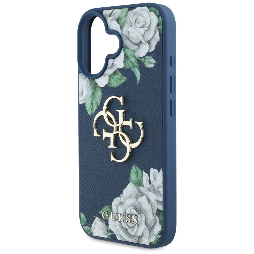 Etui Guess Grained Roses Big 4G Logo Do  Iphone 16 Niebieski