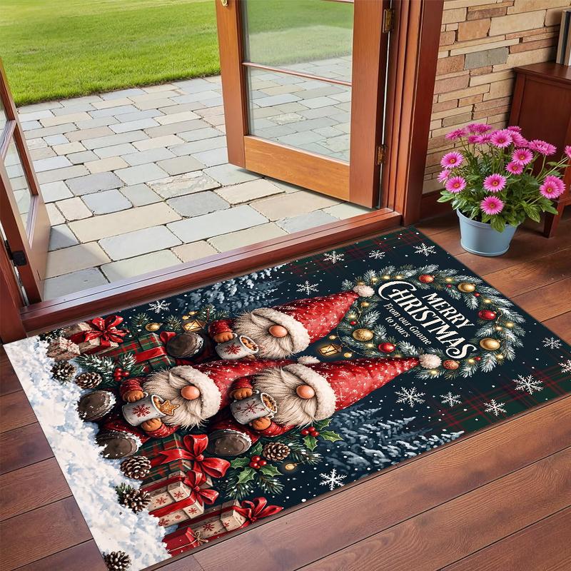 Tapis Carré Imprimé Noël Tapis de Sol Doux Antidérapant Pour Chambre à Coucher Cadeau de Fête