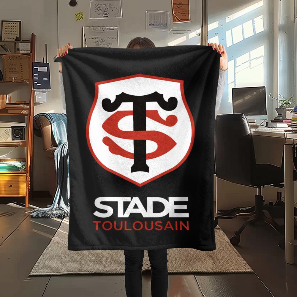 1 Stück Stade Toulousain Aufdruck Flanelldecke, Hohe Qualität, Bequem für alle Jahreszeiten, Heimdekoration, Wärme und Komfort, Perfekt für Weihnachtsgeschenke178