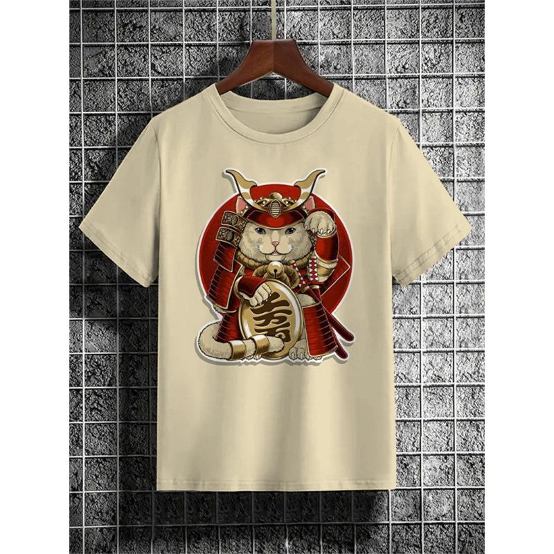Men's T-Shirt Japanese Cartoon Animals Pattern T-Shirt 3D Print Casual Short Sleeved T-Shirts Oversized Men Clothing Tops Summer