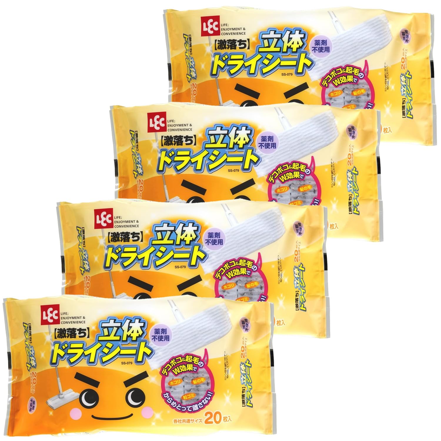 

LEC Супер Очищающие 3D Сухие Салфетки для 20 Салфеток в Наборе Салфеток Напольные Покрытия, Упаковка, 4, Без Химикатов/Бугристые белый