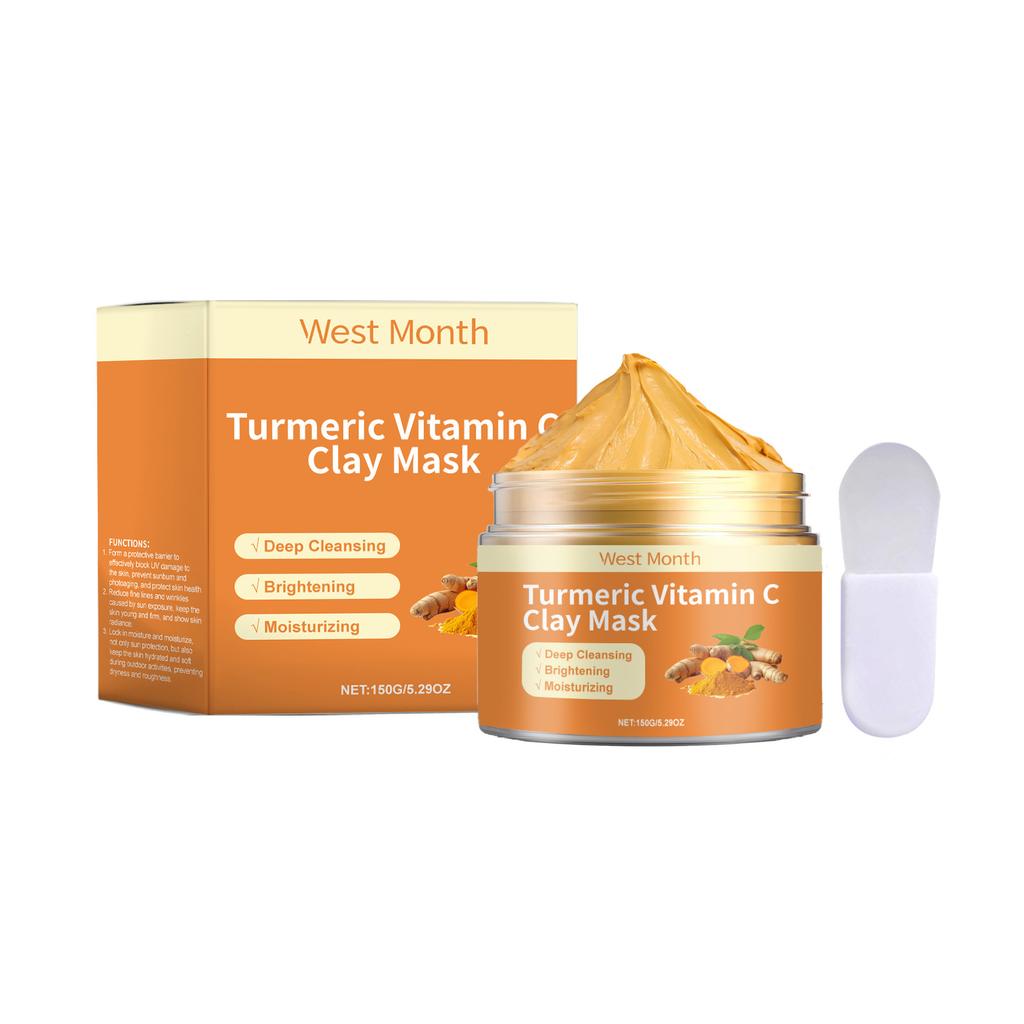 Vitamin C Turmeric Mud Mask Exfoliating Facial Mask Deep Cleansing Nourishing Hydrating Improves Dark Spots Tightens Skin Care