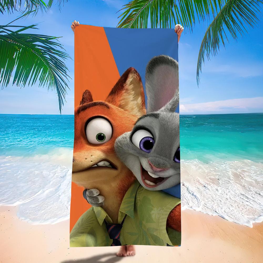 Zootopia Beach Towel Microfiber Bath Towel Kids Cartoon Week Judy Nick Quick Dry Towel
