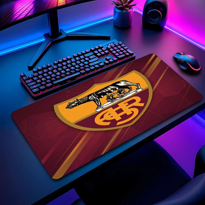 Tappetino per Mouse con Motivo Calcio AS Roma No?Tappetino Mouse da Gioco Antiscivolo con Base in Gomma per Scrivania Ufficio Casa