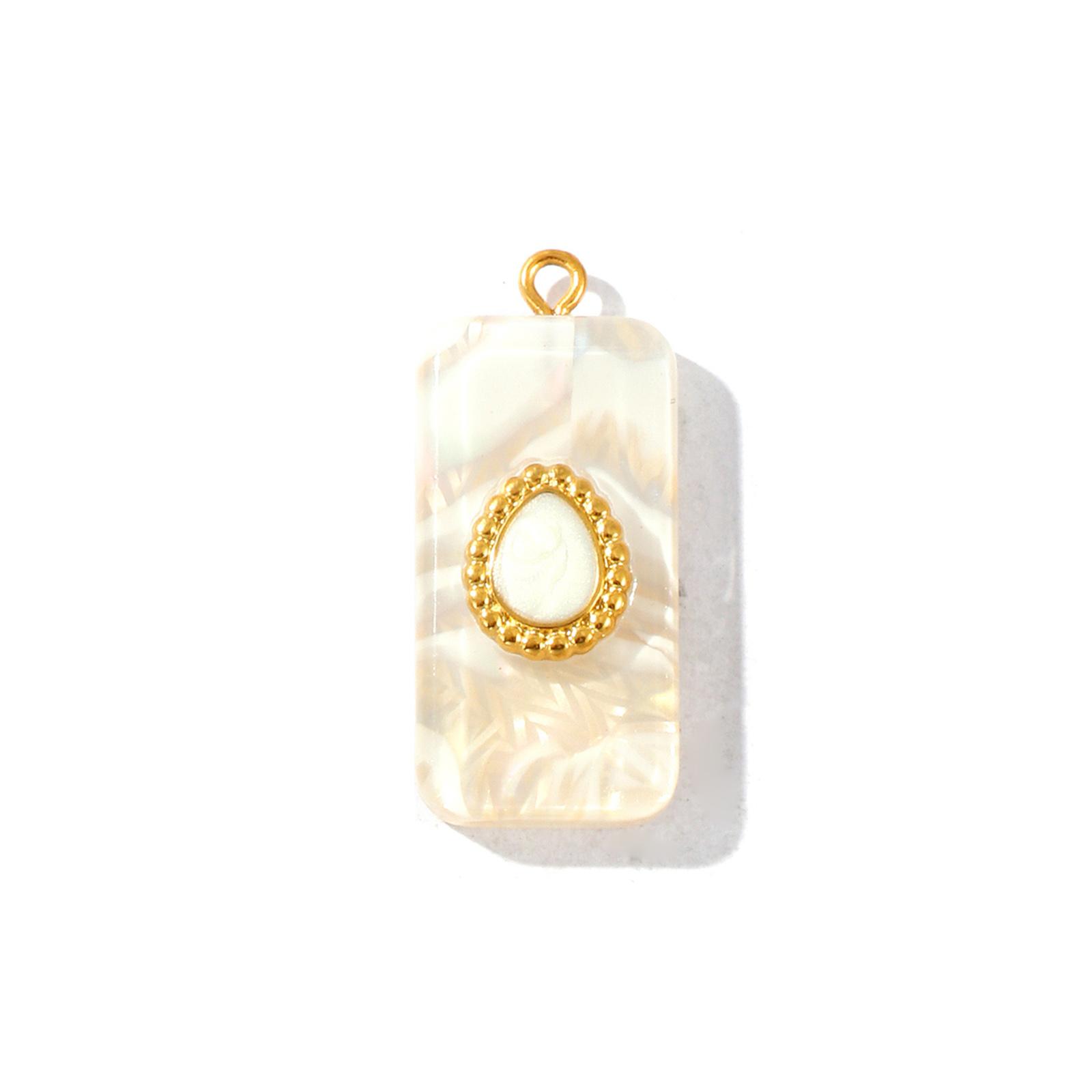 

1 Piece Resin Charms Oval Cross Flower Gradient Color 304 Stainless Steel Wholesale 18K Gold Plated Pendants DIY Necklace Making
